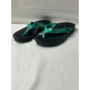 Abeo Alea Flip Flops Thong Sandals Women's Teal Green Sparkle Size 5